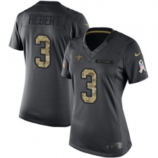 Women's Nike New Orleans Saints #3 Bobby Hebert Limited Black 2016 Salute to Service NFL Jersey