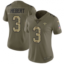 Women's Nike New Orleans Saints #3 Bobby Hebert Limited Olive/Camo 2017 Salute to Service NFL Jersey