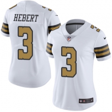 Women's Nike New Orleans Saints #3 Bobby Hebert Limited White Rush Vapor Untouchable NFL Jersey