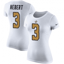 Women's Nike New Orleans Saints #3 Bobby Hebert White Rush Pride Name & Number T-Shirt
