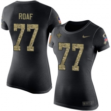Women's Nike New Orleans Saints #77 Willie Roaf Black Camo Salute to Service T-Shirt