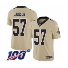 Men's New Orleans Saints #57 Rickey Jackson Limited Gold Inverted Legend 100th Season Football Jersey