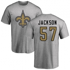 NFL Nike New Orleans Saints #57 Rickey Jackson Ash Name & Number Logo T-Shirt