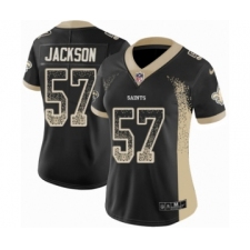 Women's Nike New Orleans Saints #57 Rickey Jackson Limited Black Rush Drift Fashion NFL Jersey