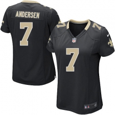 Women's Nike New Orleans Saints #7 Morten Andersen Game Black Team Color NFL Jersey