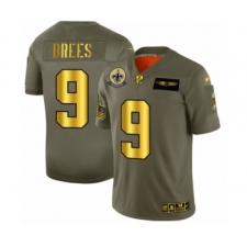 Men's New Orleans Saints #9 Drew Brees Limited Olive Gold 2019 Salute to Service Football Jersey