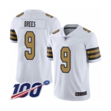 Men's New Orleans Saints #9 Drew Brees Limited White Rush Vapor Untouchable 100th Season Football Jersey