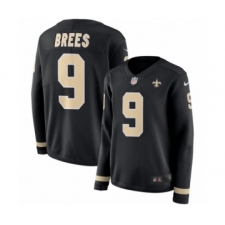 Men's Nike New Orleans Saints #9 Drew Brees Limited Black Therma Long Sleeve NFL Jersey