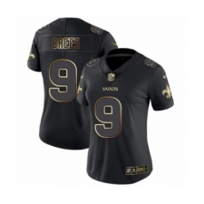 Women's New Orleans Saints #9 Drew Brees Black  Gold Vapor Untouchable Limited Football Jersey