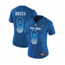 Women's Nike New Orleans Saints #9 Drew Brees Limited Royal Blue NFC 2019 Pro Bowl NFL Jersey