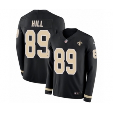 Men's Nike New Orleans Saints #89 Josh Hill Limited Black Therma Long Sleeve NFL Jersey