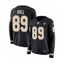 Women's Nike New Orleans Saints #89 Josh Hill Limited Black Therma Long Sleeve NFL Jersey