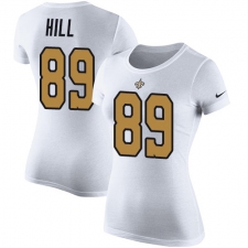 Women's Nike New Orleans Saints #89 Josh Hill White Rush Pride Name & Number T-Shirt