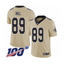 Youth New Orleans Saints #89 Josh Hill Limited Gold Inverted Legend 100th Season Football Jersey