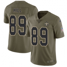 Youth Nike New Orleans Saints #89 Josh Hill Limited Olive 2017 Salute to Service NFL Jersey