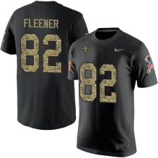 Nike New Orleans Saints #82 Coby Fleener Black Camo Salute to Service T-Shirt