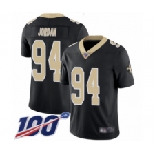 Men's New Orleans Saints #94 Cameron Jordan Black Team Color Vapor Untouchable Limited Player 100th Season Football Jersey
