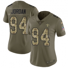 Women's Nike New Orleans Saints #94 Cameron Jordan Limited Olive/Camo 2017 Salute to Service NFL Jersey