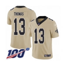 Men's New Orleans Saints #13 Michael Thomas Limited Gold Inverted Legend 100th Season Football Jersey