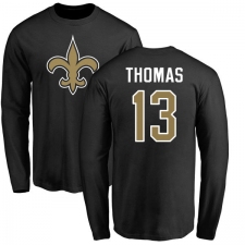 NFL Nike New Orleans Saints #13 Michael Thomas Black Name & Number Logo Long Sleeve T-Shirt