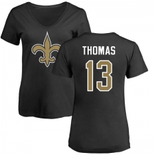 NFL Women's Nike New Orleans Saints #13 Michael Thomas Black Name & Number Logo Slim Fit T-Shirt