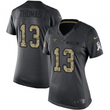 Women's Nike New Orleans Saints #13 Michael Thomas Limited Black 2016 Salute to Service NFL Jersey