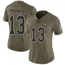 Women's Nike New Orleans Saints #13 Michael Thomas Limited Olive 2017 Salute to Service NFL Jersey