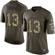 Youth Nike New Orleans Saints #13 Michael Thomas Elite Green Salute to Service NFL Jersey