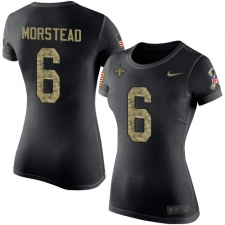 Women's Nike New Orleans Saints #6 Thomas Morstead Black Camo Salute to Service T-Shirt