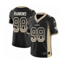 Men's Nike New Orleans Saints #98 Sheldon Rankins Limited Black Rush Drift Fashion NFL Jersey