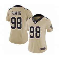 Women's New Orleans Saints #98 Sheldon Rankins Limited Gold Inverted Legend Football Jersey