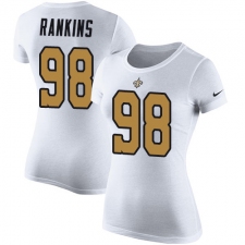 Women's Nike New Orleans Saints #98 Sheldon Rankins White Rush Pride Name & Number T-Shirt