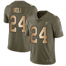 Men's Nike New Orleans Saints #24 Vonn Bell Limited Olive Gold 2017 Salute to Service NFL Jersey