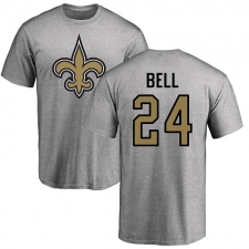 NFL Nike New Orleans Saints #24 Vonn Bell Ash Name & Number Logo T-Shirt
