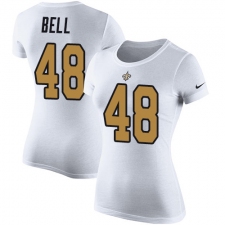 Women's Nike New Orleans Saints #48 Vonn Bell White Rush Pride Name & Number T-Shirt