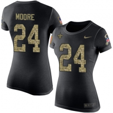Women's Nike New Orleans Saints #24 Sterling Moore Black Camo Salute to Service T-Shirt