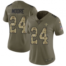 Women's Nike New Orleans Saints #24 Sterling Moore Limited Olive/Camo 2017 Salute to Service NFL Jersey