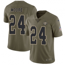 Youth Nike New Orleans Saints #24 Sterling Moore Limited Olive 2017 Salute to Service NFL Jersey