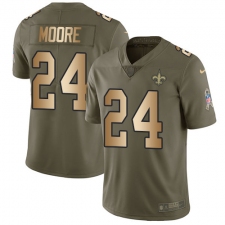 Youth Nike New Orleans Saints #24 Sterling Moore Limited Olive/Gold 2017 Salute to Service NFL Jersey