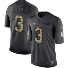 Men's Nike New Orleans Saints #3 Will Lutz Limited Black 2016 Salute to Service NFL Jersey