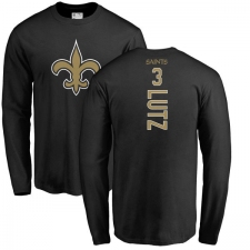 NFL Nike New Orleans Saints #3 Will Lutz Black Backer Long Sleeve T-Shirt