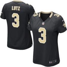 Women's Nike New Orleans Saints #3 Will Lutz Game Black Team Color NFL Jersey