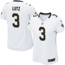 Women's Nike New Orleans Saints #3 Will Lutz Game White NFL Jersey