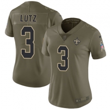 Women's Nike New Orleans Saints #3 Will Lutz Limited Olive 2017 Salute to Service NFL Jersey