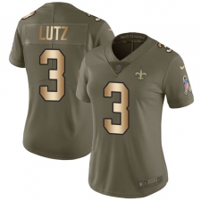 Women's Nike New Orleans Saints #3 Will Lutz Limited Olive/Gold 2017 Salute to Service NFL Jersey