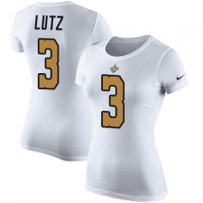 Women's Nike New Orleans Saints #3 Will Lutz White Rush Pride Name & Number T-Shirt