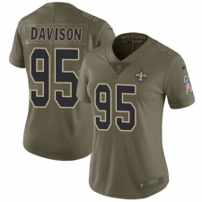 Women's Nike New Orleans Saints #95 Tyeler Davison Limited Olive 2017 Salute to Service NFL Jersey