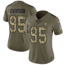 Women's Nike New Orleans Saints #95 Tyeler Davison Limited Olive/Camo 2017 Salute to Service NFL Jersey