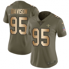 Women's Nike New Orleans Saints #95 Tyeler Davison Limited Olive/Gold 2017 Salute to Service NFL Jersey