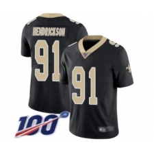 Men's New Orleans Saints #91 Trey Hendrickson Black Team Color Vapor Untouchable Limited Player 100th Season Football Jersey